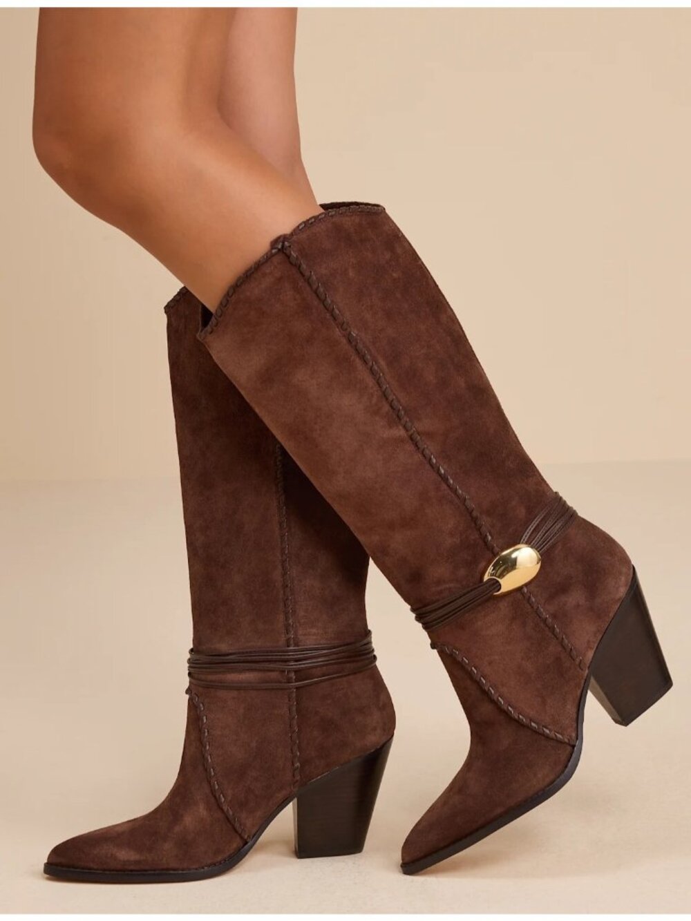 NEW Dolce Vita Jody Whipstitch Tall Heeled Western Boots Festival Womens 7.5